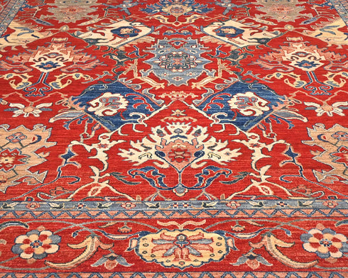 9x12 Rust Aryana Afghan Hand Knotted Veg Dye Wool Area Rug